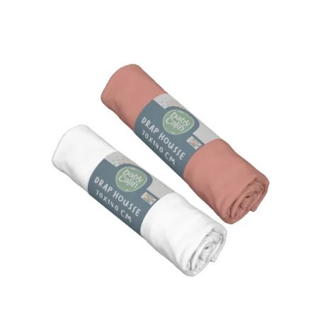 LOT DE 2 DRAPS HOUSSE 70X140X17CM