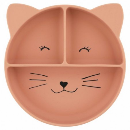 ASSIETTE AVEC VENTOUSE EN SILICONE ET COMPARTIMENTS - MRS. CAT