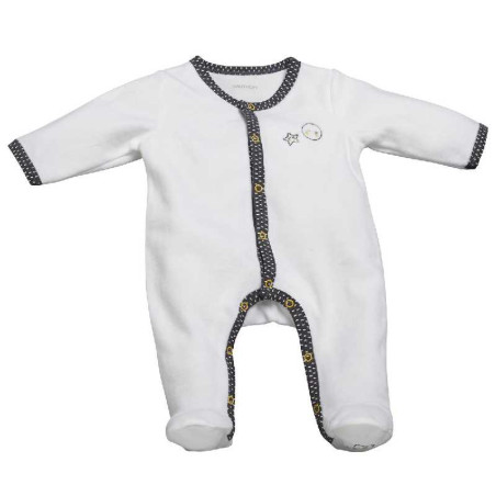 PYJAMA VELOURS BLANC/JAUNE BABYFAN TAILLE 1 MOIS BABYFAN