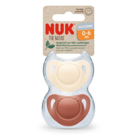 2 SUCETTES NUK FOR NATURE SILICONE 0-6M ROUGE