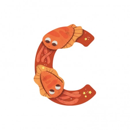 LETTRE BOIS C ORANGE L'ALPHABET