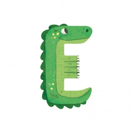 LETTRE BOIS E VERT L'ALPHABET