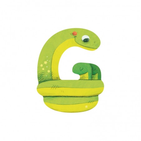 LETTRE BOIS G VERT L'ALPHABET