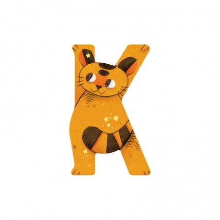 LETTRE BOIS K JAUNE L'ALPHABET