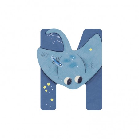 LETTRE BOIS M BLEU L'ALPHABET
