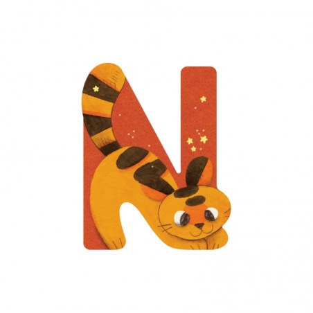 LETTRE BOIS N ORANGE L'ALPHABET