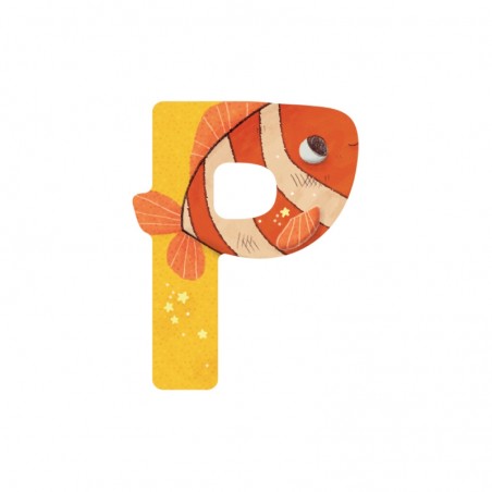 LETTRE BOIS P JAUNE L'ALPHABET