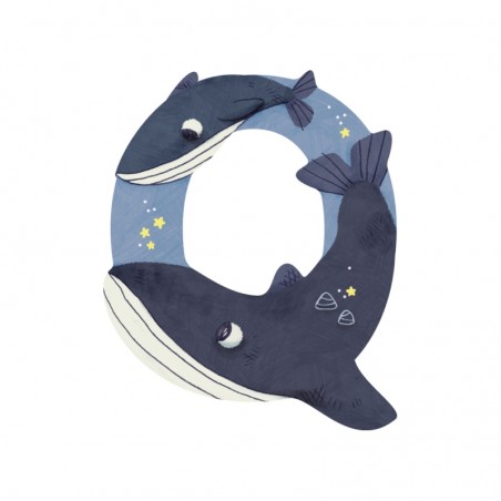 LETTRE BOIS Q BLEU L'ALPHABET