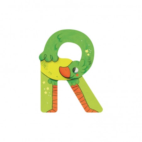 LETTRE BOIS R VERT L'ALPHABET