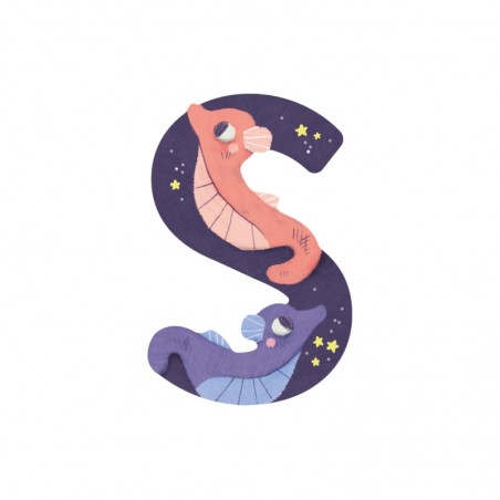 LETTRE BOIS S VIOLET L'ALPHABET