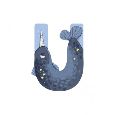 LETTRE BOIS U BLEU L'ALPHABET