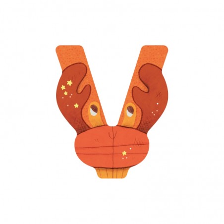 LETTRE BOIS V ORANGE L'ALPHABET