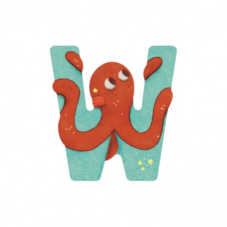 LETTRE BOIS W BLEU L'ALPHABET