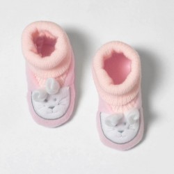 CHAUSSONS BEBE LAPIN - ROSE