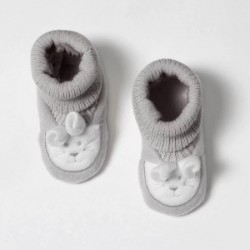 CHAUSSONS BEBE LAPIN - GRIS